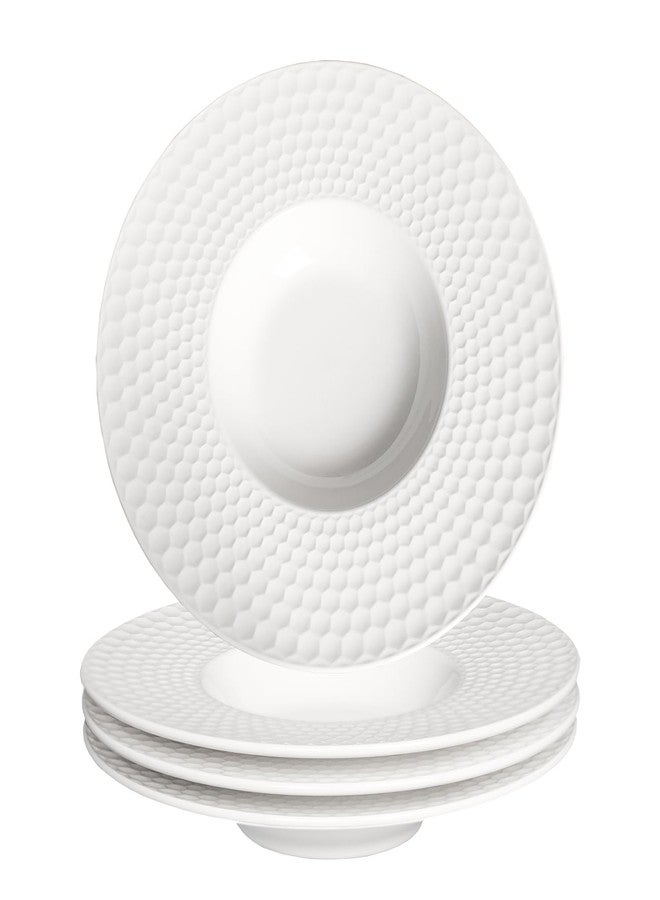 Creativity Home Soup Bowls Soup Plate Porcelain Pasta Bowl Set of 4 Shallow Bowl Plates, 10 oz Rimmed Bowls with Rim, Microwave ovens and refrigerators safe (11 INCH) - Image 1