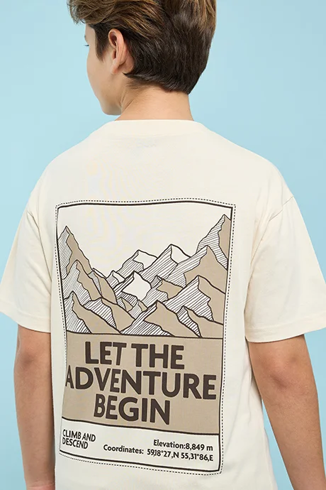 أر أند بي Printed T-Shirt with Crew Neck and Short Sleeves