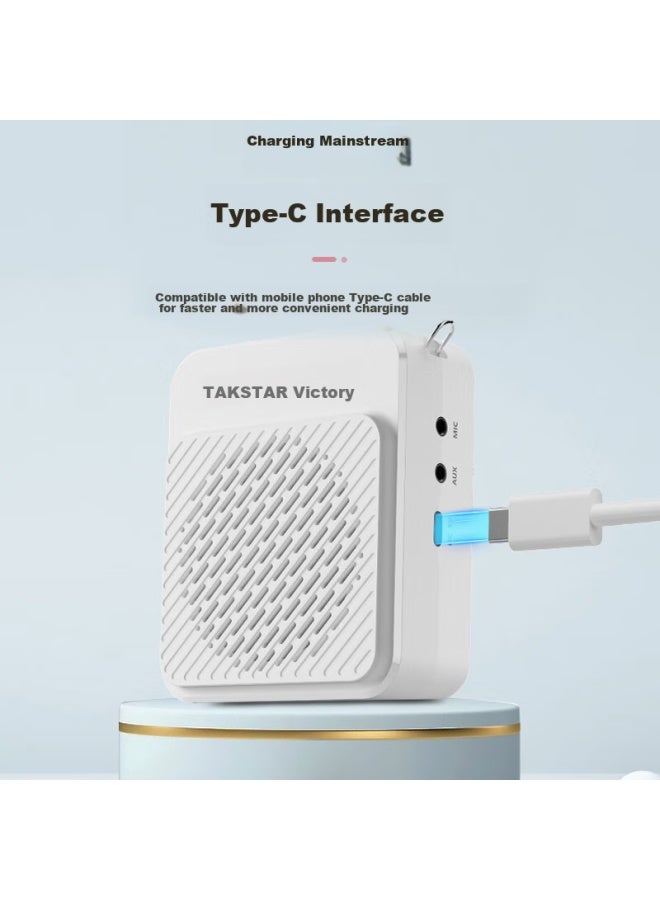 TAKSTAR مضخم صوت صغير طويل الأمد E180m للمعلمين، مكبر صوت محمول على الخصر عالي القدرة، ميكروفون مضاد للصدى، مكبر صوت صغير لبائعي الشوارع، أبيض - Image 4