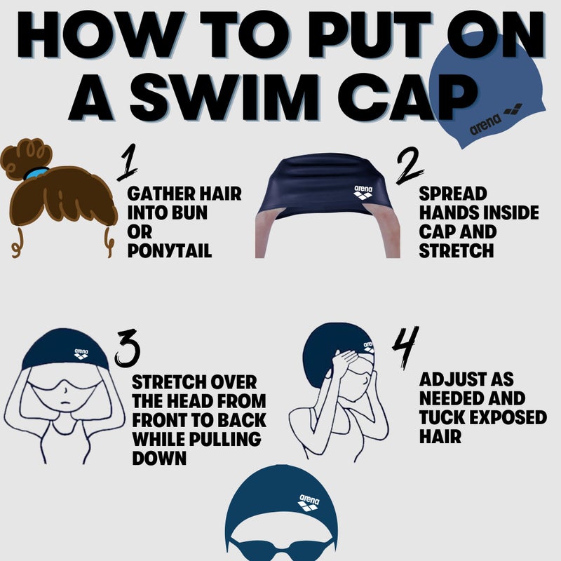 Arena Classic Unisex Soft Silicone Swim Cap for Women and Men, Intensive Training and Racing Comfortable Non-Slip Long Hair Swimming Hat, Denim/Silver - Image 5