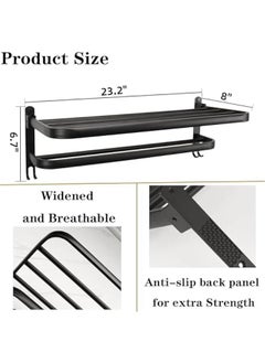 Towel Rack for Bathroom, Bath Towel Holder with Double Towel Bar and Fold-able Towel Shelf, Rustproof Towel Organizer Wall Mounted Towel Storage Hanger for Bath/Balcony/Lavatory (24inch) - pzsku/Z52CB85C6A975CF4DCFD4Z/45/_/1725858864/ac67e46d-c8ed-4ea1-9129-0478ec2857fb