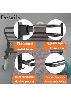 Towel Rack for Bathroom, Bath Towel Holder with Double Towel Bar and Fold-able Towel Shelf, Rustproof Towel Organizer Wall Mounted Towel Storage Hanger for Bath/Balcony/Lavatory (24inch) - pzsku/Z52CB85C6A975CF4DCFD4Z/45/_/1725858895/67456d64-bb4a-469e-9170-53e7325260d1