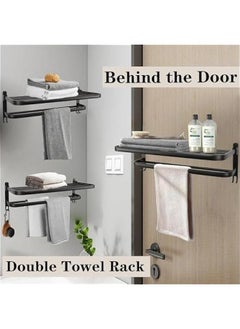 Towel Rack for Bathroom, Bath Towel Holder with Double Towel Bar and Fold-able Towel Shelf, Rustproof Towel Organizer Wall Mounted Towel Storage Hanger for Bath/Balcony/Lavatory (24inch) - pzsku/Z52CB85C6A975CF4DCFD4Z/45/_/1725858956/d6fc744c-b793-4e31-840d-94706ac8762f