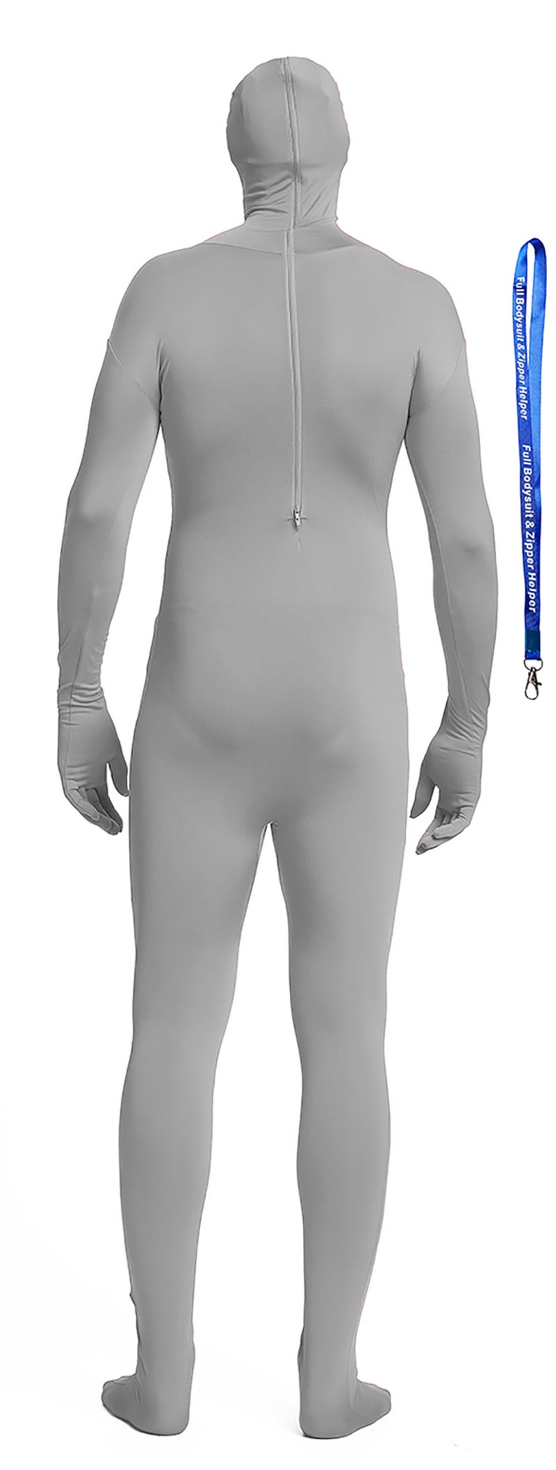 Full Bodysuit With Zipper Helper Spandex Unisex Unitard Tights Suit Zentai Cosplay Costume (Medium, Grey) - Image 2
