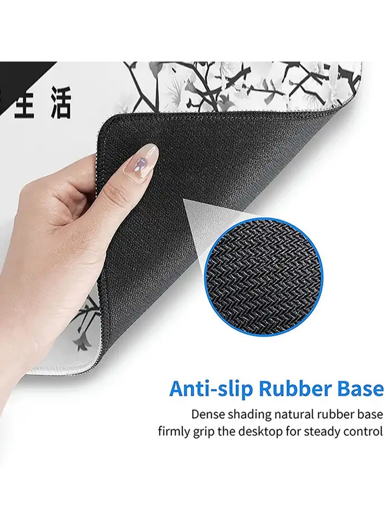 Gaming Mouse Pad Black and White Cherry Blossom Non-slip Rubber Mouse Pad with Stitched Edges - Image 5