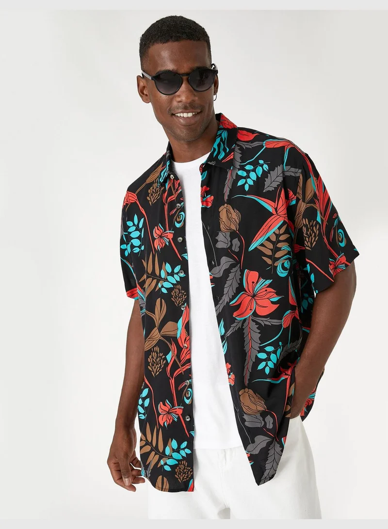 KOTON Patterned Shirt Short Sleeved