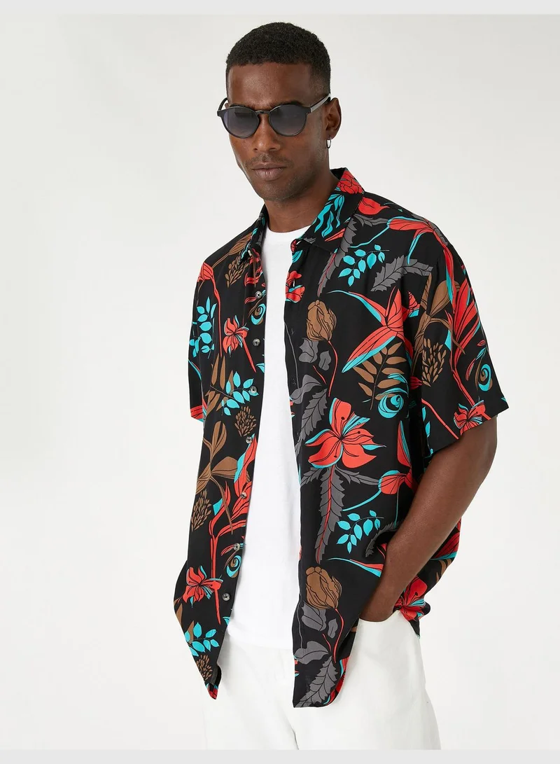 KOTON Patterned Shirt Short Sleeved