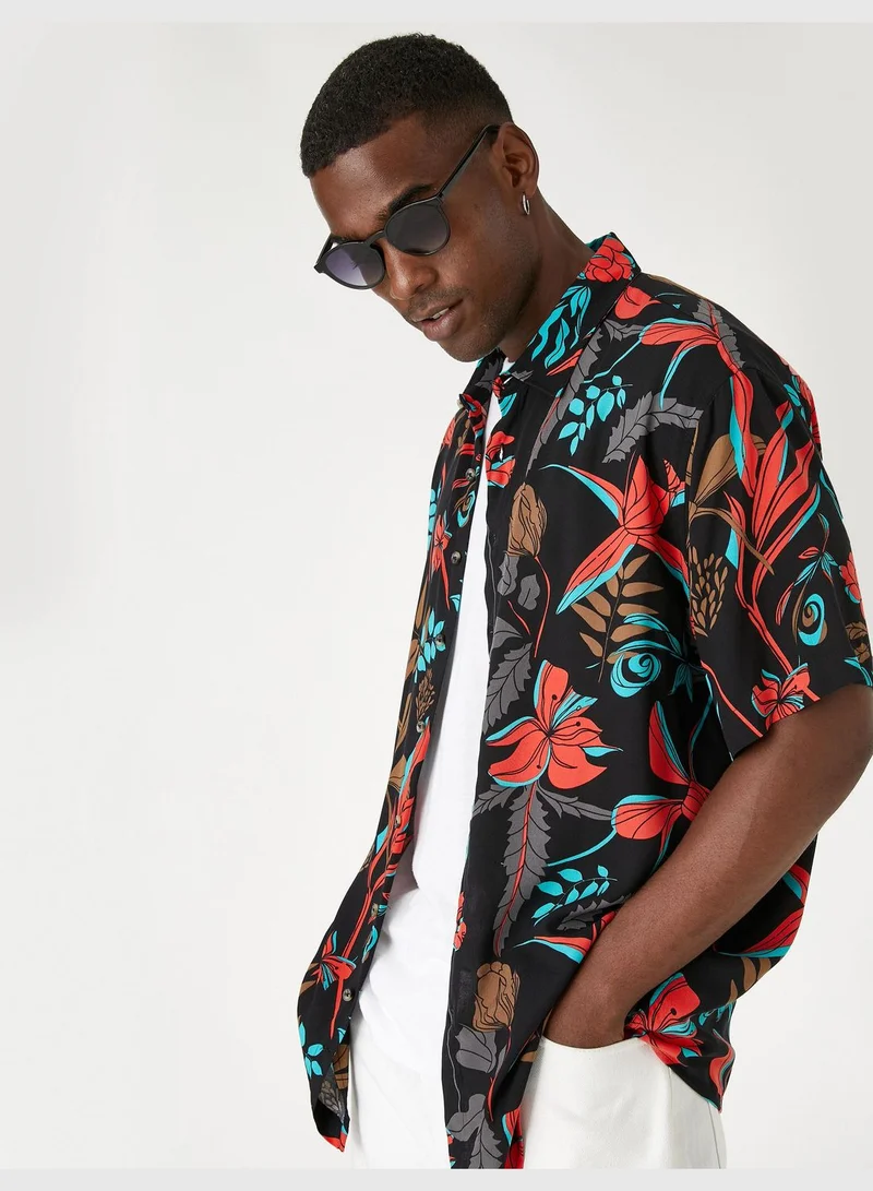 KOTON Patterned Shirt Short Sleeved