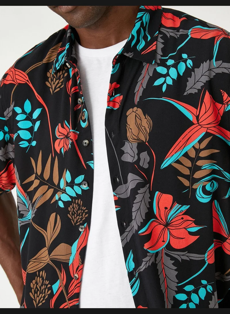 KOTON Patterned Shirt Short Sleeved