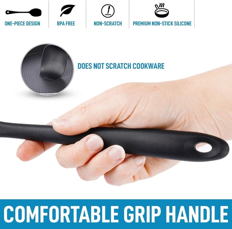 Baskety Silicone Spatula Set Heat Resistant, 4Pcs Non-Stick Spatulas for Cooking, Baking & Mixing Kitchen Utensils Seamless Strong Stainless Steel Core 4A Black - Image 5