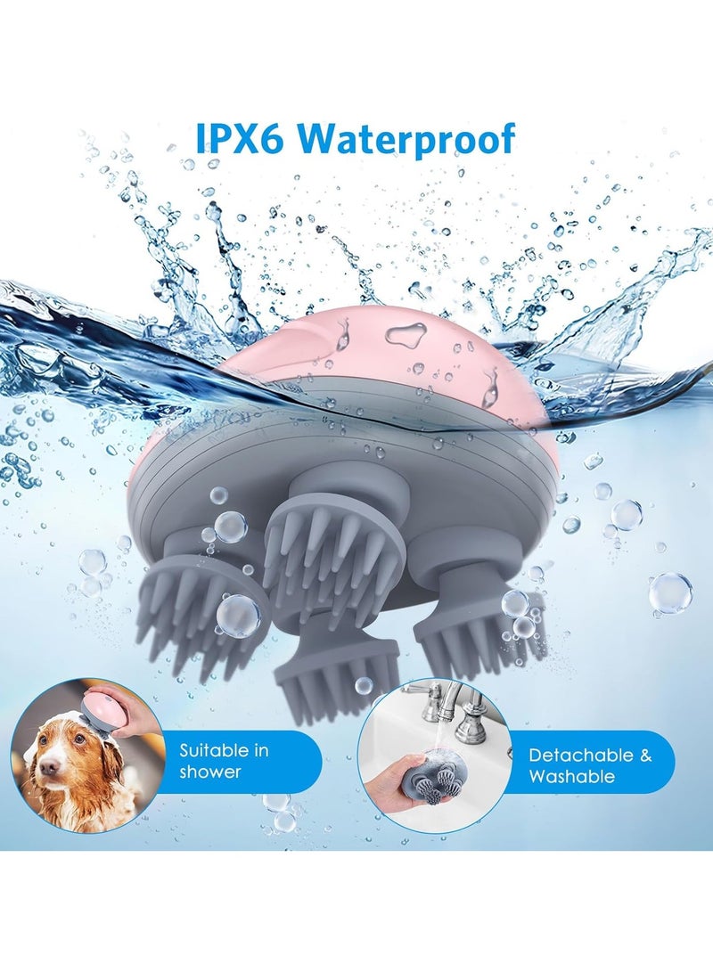 إسكدنيا مساج فروة كهربائي، مساج رأس بأربعة رؤوس تدليك، مساج ظهر وفروة لتخفيف تيبس العضلات، يعزز التواصل (وردي) - Image 4