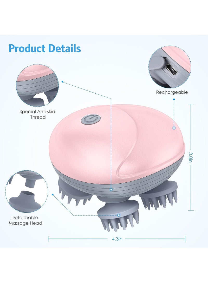 إسكدنيا مساج فروة كهربائي، مساج رأس بأربعة رؤوس تدليك، مساج ظهر وفروة لتخفيف تيبس العضلات، يعزز التواصل (وردي) - Image 5