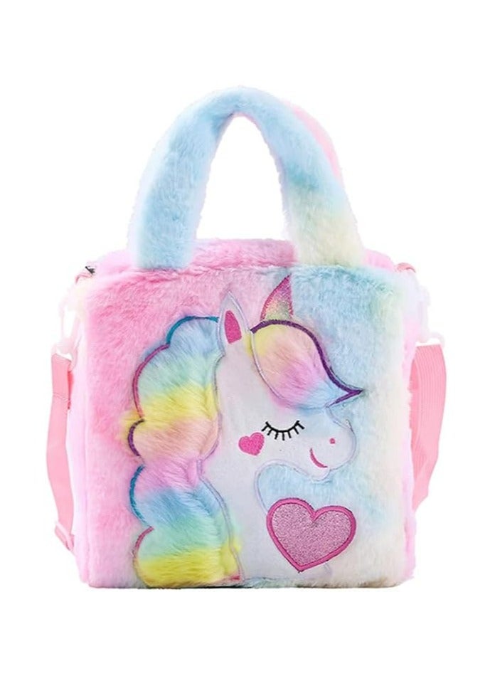 Oasisgalore Plush Unicorn Backpack – Fluffy Mini Backpack for Girls and Travel  - Image 1