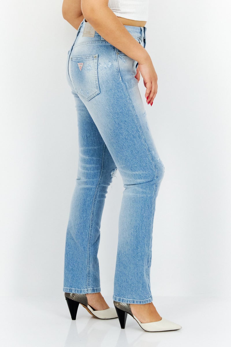 GUESS جينز دنيم ضيق ممزق قابل للتمدد للنساء، أزرق - Image 2