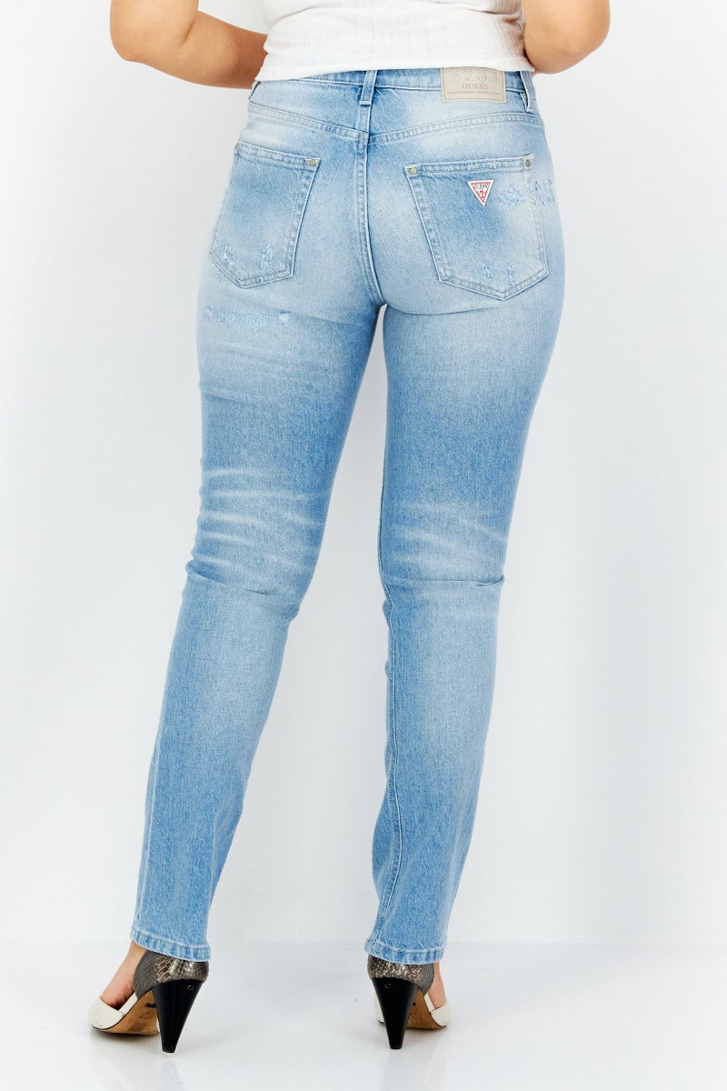 GUESS جينز دنيم ضيق ممزق قابل للتمدد للنساء، أزرق - Image 3