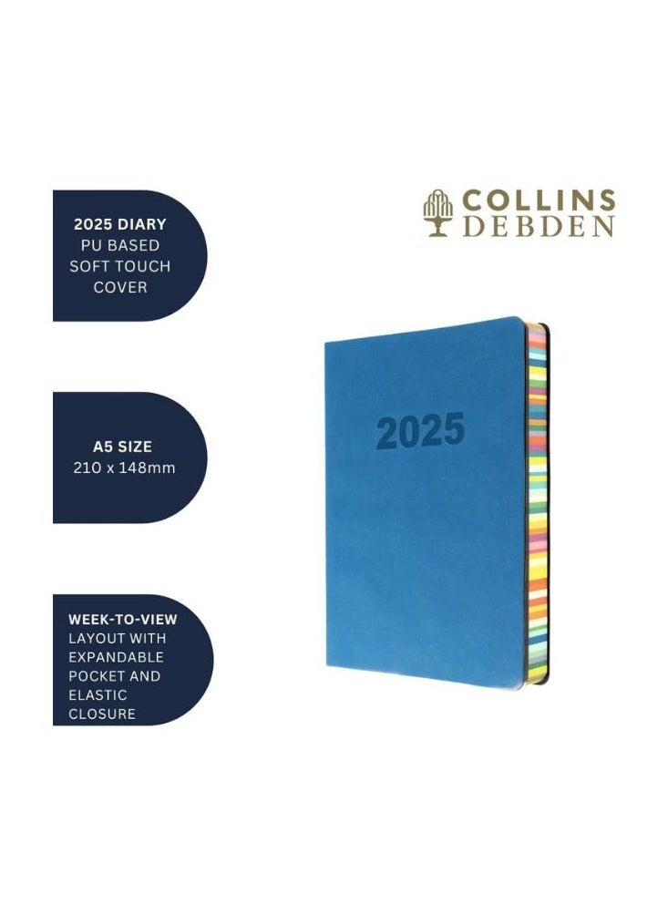 Collins - Collins Edge Rainbow 2025 Diary - A5 Week to View Planner - Light Blue - (ED153.U57-25) - Weekly Planner with Soft Touch Covers and Coloured Page Edges - Image 1
