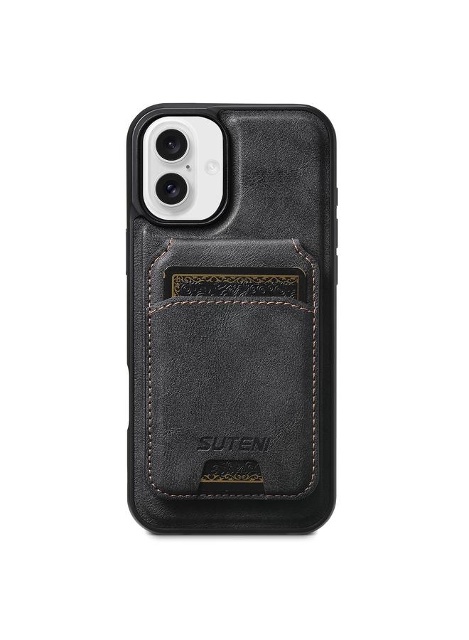 Suteni Case For iPhone 16 Plus M5 Magnetic Card Bag MagSafe Leather Phone Case - Image 1