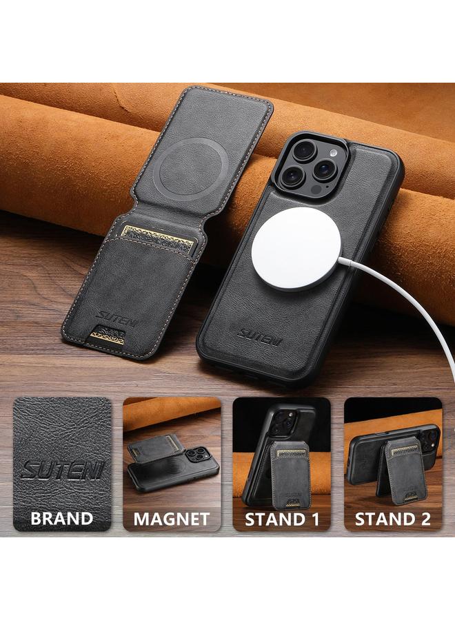 Suteni Case For iPhone 16 Plus M5 Magnetic Card Bag MagSafe Leather Phone Case - Image 4