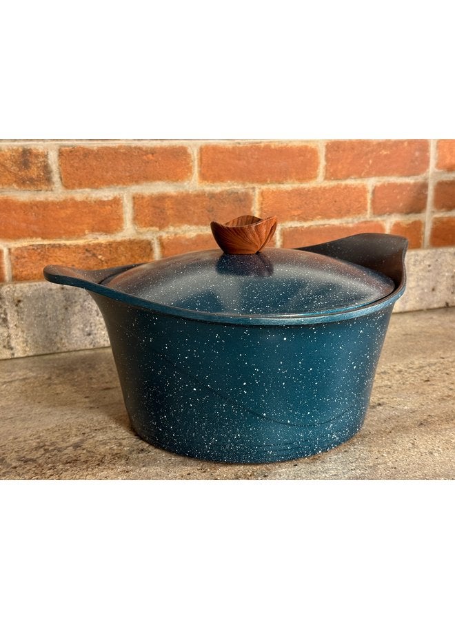 جلوري طقم أواني طهي جرانيت 36 قطعة، قطع فاخرة (18 + 20 + 24 + 28) + مقلاة ووك 28 + مقلاة 20 + صينية 30 + شواية 28 + طاجن 40 + 4 أقنعة + طقم هدايا لومينارك فيروزي - Image 2