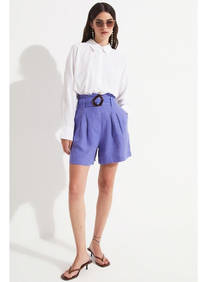 جون قميص نسائي قطني مخطط واسع أبيض - Image 5