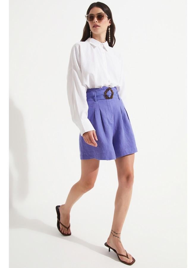 جون قميص نسائي قطني مخطط واسع أبيض - Image 3