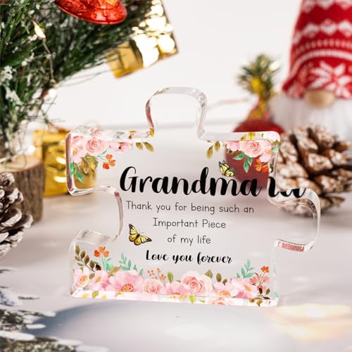 Buioata Grandma Gifts - Delicate Grandma Christmas Gifts from Grandkids - Engraved Acrylic Puzzle Piece 3.9 x 3.3 inch - Mothers Day Birthday Christmas Gifts for Grandma Grandmother, Ideas - Image 2