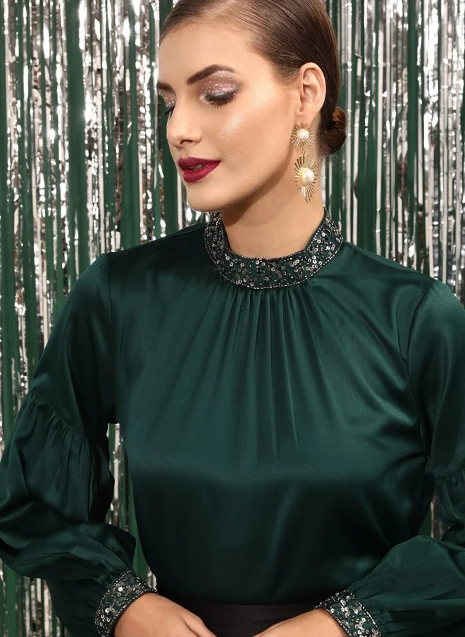 STREET 9 Embellished Satin Top for Women