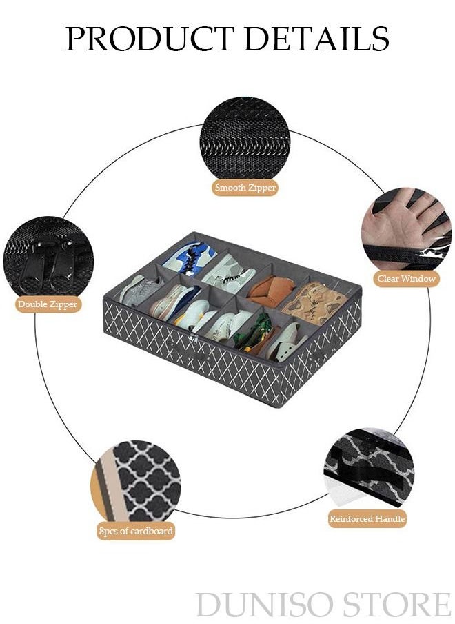 DUNISO - 2 Pieces Foldable Fabric Shoebox Storage Closet Storage Organizer Foldable Closet Drawer Storage Box With Clear Window Home Wear-resistant Shoe Storage Box Fabric Cubby Storage Basket Cube Storage Bin - Image 1