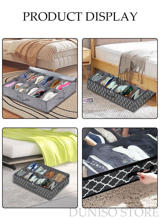 DUNISO - 2 Pieces Foldable Fabric Shoebox Storage Closet Storage Organizer Foldable Closet Drawer Storage Box With Clear Window Home Wear-resistant Shoe Storage Box Fabric Cubby Storage Basket Cube Storage Bin - Image 1