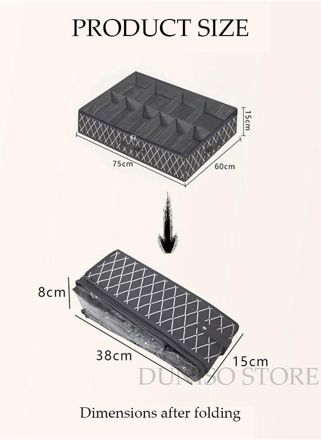DUNISO - 2 Pieces Foldable Fabric Shoebox Storage Closet Storage Organizer Foldable Closet Drawer Storage Box With Clear Window Home Wear-resistant Shoe Storage Box Fabric Cubby Storage Basket Cube Storage Bin - Image 1