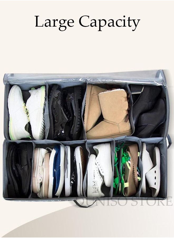 DUNISO - 2 Pieces Foldable Fabric Shoebox Storage Closet Storage Organizer Foldable Closet Drawer Storage Box With Clear Window Home Wear-resistant Shoe Storage Box Fabric Cubby Storage Basket Cube Storage Bin - Image 1
