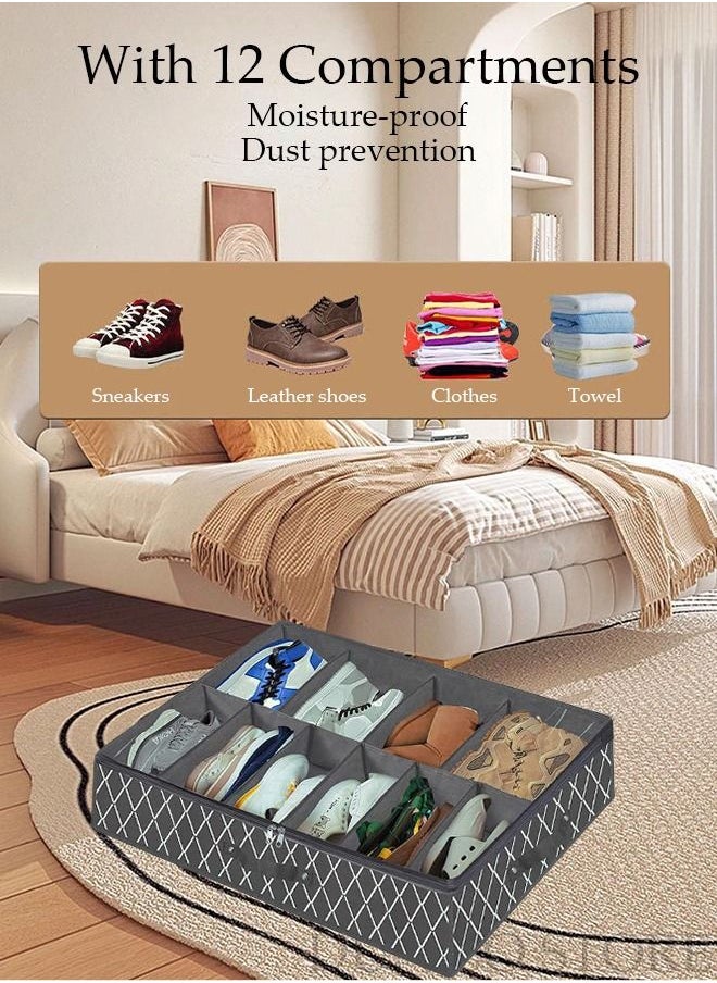 DUNISO - 2 Pieces Foldable Fabric Shoebox Storage Closet Storage Organizer Foldable Closet Drawer Storage Box With Clear Window Home Wear-resistant Shoe Storage Box Fabric Cubby Storage Basket Cube Storage Bin - Image 1