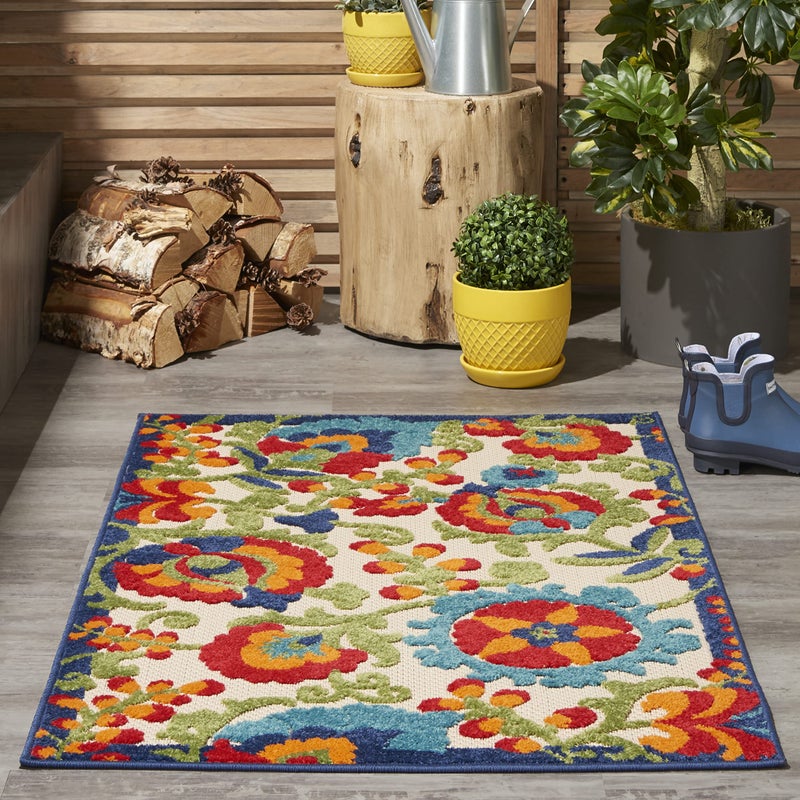 Nourison Home Aloha Multicolor 2'8" x 4' Area Rug - Easy Clean, Non Shedding, Bed Room, Living Room, Dining Room, Kitchen (3' x 4') - Image 1