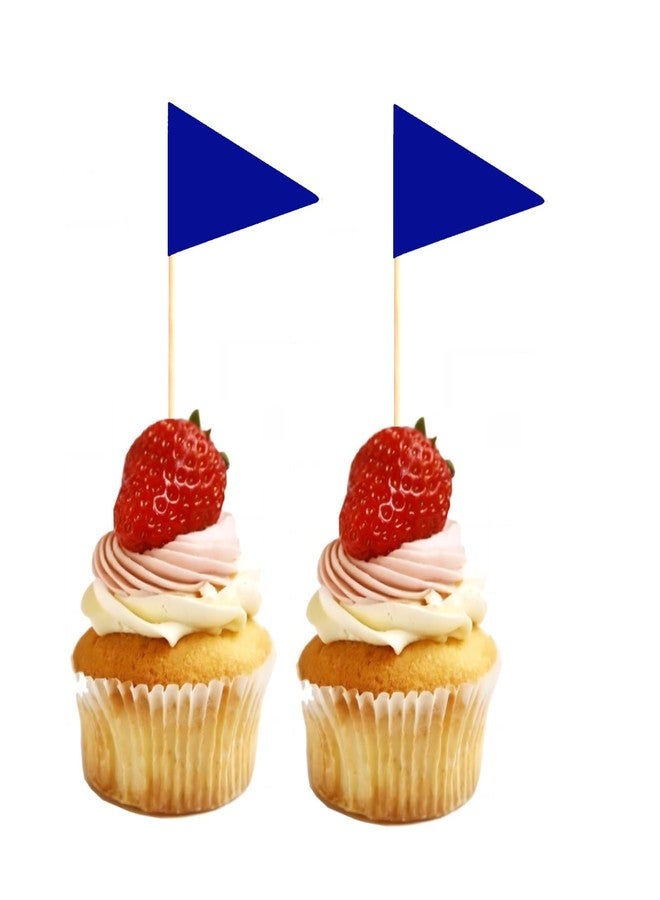 JAVD Solid Blue Toothpick Flags Small Mini Plain Blue Color Triangle Stick Cupcake Toppers Flags DIY Decoration (100 Pcs) - Image 5