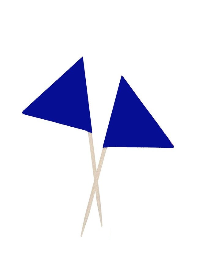 JAVD Solid Blue Toothpick Flags Small Mini Plain Blue Color Triangle Stick Cupcake Toppers Flags DIY Decoration (100 Pcs) - Image 4