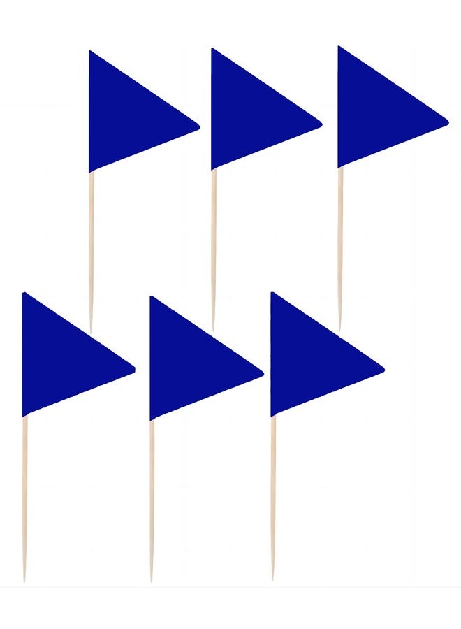 JAVD Solid Blue Toothpick Flags Small Mini Plain Blue Color Triangle Stick Cupcake Toppers Flags DIY Decoration (100 Pcs) - Image 1