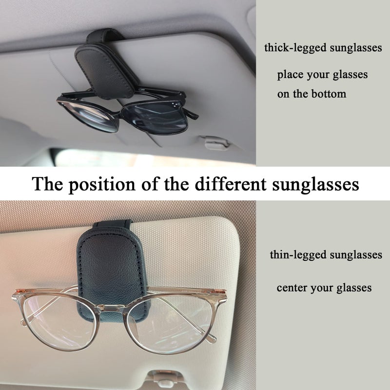 Shering Sunglasses Holders for Car Sun Visor, 2pack Magnetic Leather Glasses Eyeglass Hanger Clip for Car, Visor Sunglasses Holder Clip Car Accessories for Truck - Image 5
