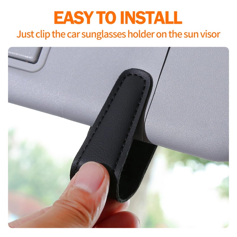 Shering Sunglasses Holders for Car Sun Visor, 2pack Magnetic Leather Glasses Eyeglass Hanger Clip for Car, Visor Sunglasses Holder Clip Car Accessories for Truck - Image 3
