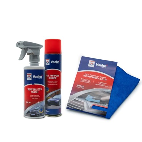 HP Vaahn Car Exterior Quick Clean & Shine Kit | Waterless Wash (500ml), All Purpose Shiner (300ml) & Microfiber Cloth (40x40 cm, 340 GSM) | Instant Clean & Shine Combo Pack - Image 1