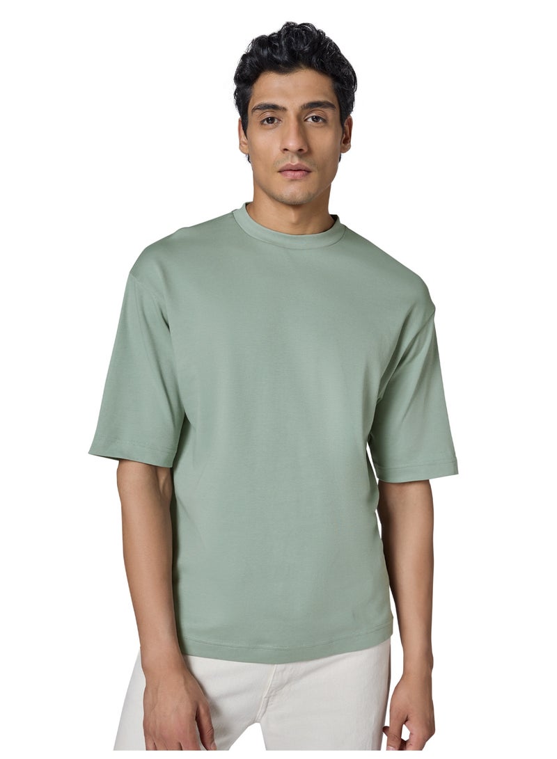 اكس واي اكس اكس تيشيرت XYXX Drift للرجال بمقاس كبير | قطن ممشط ١٠٠٪ | تيشيرت سادة بياقة دائرية وأكتاف منسدلة وأكمام نصفية - Image 1