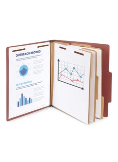 Blue Summit Supplies 10 Red Classification Folders, 3 Dividers, Letter Size With 2 Inch Tyvek Expansions, 8 Section Brick Red Classification Folder, 10 Pack  - Image 3
