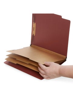 Blue Summit Supplies 10 Red Classification Folders, 3 Dividers, Letter Size With 2 Inch Tyvek Expansions, 8 Section Brick Red Classification Folder, 10 Pack  - Image 2