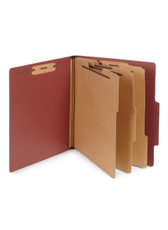 Blue Summit Supplies 10 Red Classification Folders, 3 Dividers, Letter Size With 2 Inch Tyvek Expansions, 8 Section Brick Red Classification Folder, 10 Pack  - Image 1