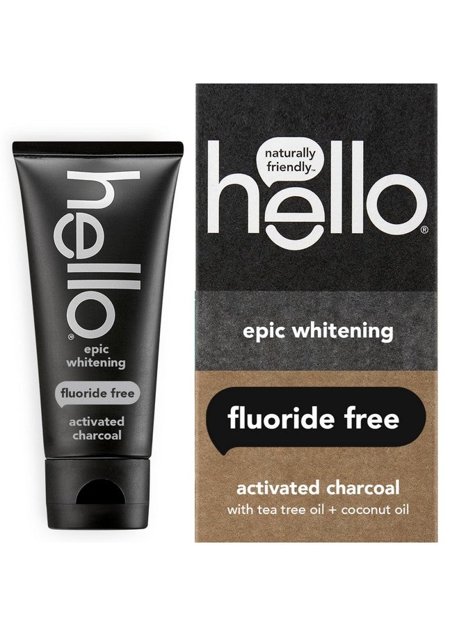 Hello Activated Charcoal Epic Whitening Fluoride Free Toothpaste, Fresh Mint + Coconut Oil, Vegan & Sls Free - Image 1