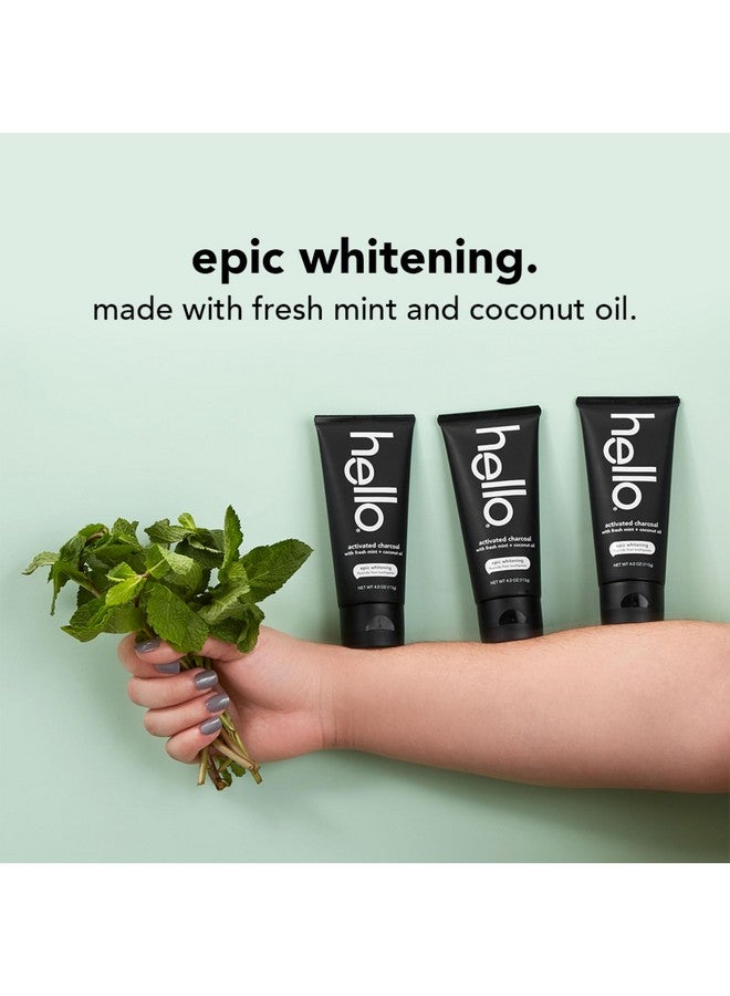 Hello Activated Charcoal Epic Whitening Fluoride Free Toothpaste, Fresh Mint + Coconut Oil, Vegan & Sls Free - Image 3