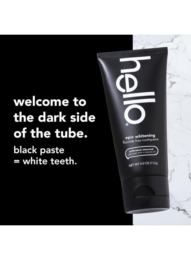 Hello Activated Charcoal Epic Whitening Fluoride Free Toothpaste, Fresh Mint + Coconut Oil, Vegan & Sls Free - Image 2