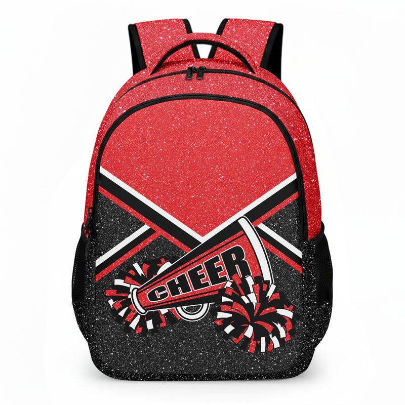 HJKLONE Cheer Backpack with Ribbon Keychain, Glitter Cheerleading Backpack for Women, Cheerleader Gifts (Red) - Image 3