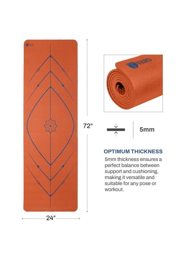 TEGO حصيرة يوغا تيغو ستانس مع دليل المحاذاة لوضعية الجسم (برونزي أزرق بدون حقيبة) | تصميم قابل للعكس مع قبضة مزدوجة الملمس | سمك 5 مم | مضادة للميكروبات، غير قابلة للانزلاق، مقاومة للعرق | 6 قدم × 2 قدم | حصيرة يوغا ولياقة بدنية | حصيرة تمرين صديقة للأحذية - Image 3