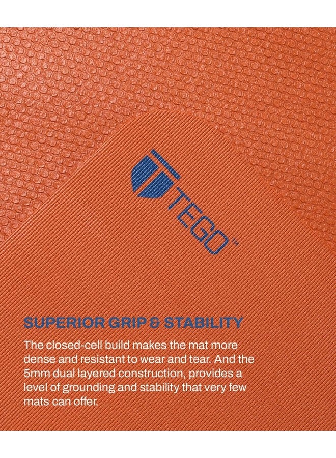 TEGO حصيرة يوغا تيغو ستانس مع دليل المحاذاة لوضعية الجسم (برونزي أزرق بدون حقيبة) | تصميم قابل للعكس مع قبضة مزدوجة الملمس | سمك 5 مم | مضادة للميكروبات، غير قابلة للانزلاق، مقاومة للعرق | 6 قدم × 2 قدم | حصيرة يوغا ولياقة بدنية | حصيرة تمرين صديقة للأحذية - Image 4