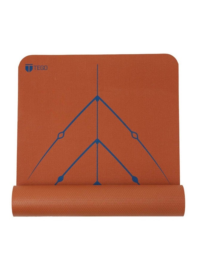 TEGO حصيرة يوغا تيغو ستانس مع دليل المحاذاة لوضعية الجسم (برونزي أزرق بدون حقيبة) | تصميم قابل للعكس مع قبضة مزدوجة الملمس | سمك 5 مم | مضادة للميكروبات، غير قابلة للانزلاق، مقاومة للعرق | 6 قدم × 2 قدم | حصيرة يوغا ولياقة بدنية | حصيرة تمرين صديقة للأحذية - Image 1